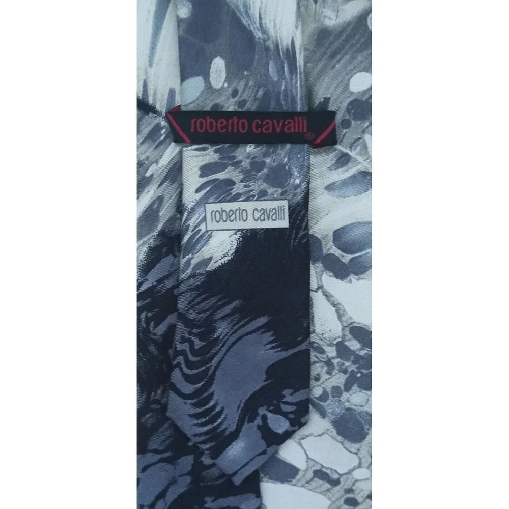 ROBERTO CAVALLI White Art Silk Tie ITALY 58